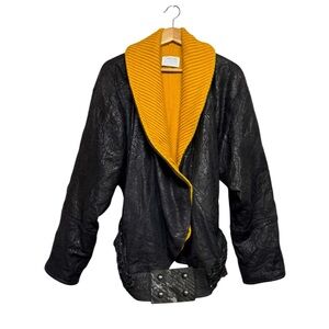VINTAGE CHRISTINE ALBERS Pebbled Leather Coat Black L